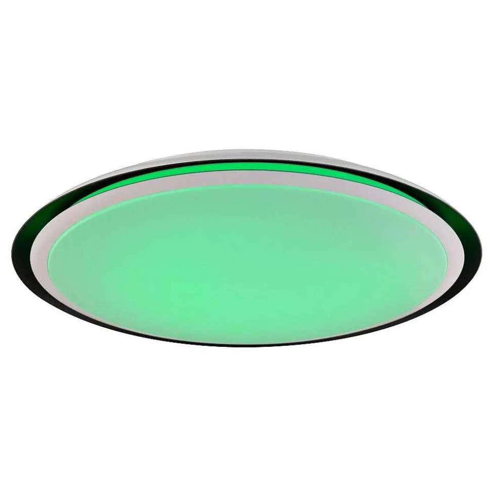 Plafonnier Globo Xaver Led Noir, Blanc, 2 Lumieres, Telecommandes, Changeur De Couleurs