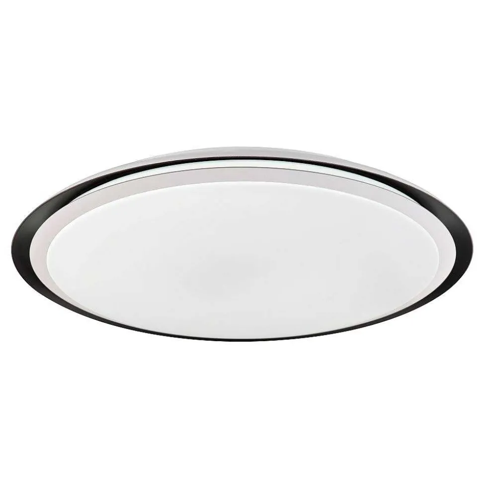 Plafonnier Globo Xaver Led Noir, Blanc, 2 Lumieres, Telecommandes, Changeur De Couleurs