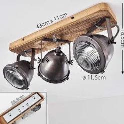 Plafonnier Glostrup Brun, Acier Inoxydable, 3 Lumieres