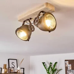 Plafonnier Herford Bois Clair, 2 Lumieres