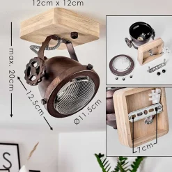 Plafonnier Herford Bois Clair, Cuivre, 1 Lumiere