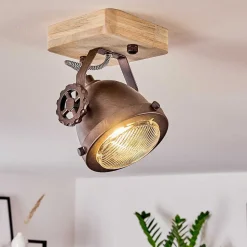 Plafonnier Herford Bois Clair, Cuivre, 1 Lumiere