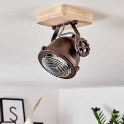 Plafonnier Herford Bois Clair, Cuivre, 1 Lumiere