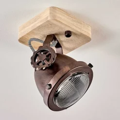 Plafonnier Herford Bois Clair, Cuivre, 1 Lumiere