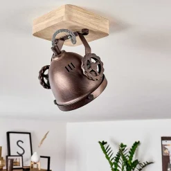 Plafonnier Herford Bois Clair, Cuivre, 1 Lumiere