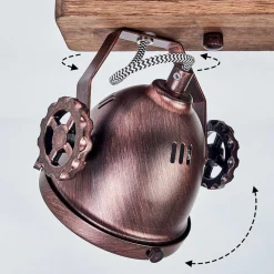 Plafonnier Herford Bois Fonce, Rouille, 3 Lumieres