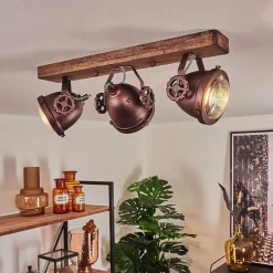 Plafonnier Herford Bois Fonce, Rouille, 3 Lumieres