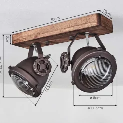 Plafonnier Herford Brun, Bois Fonce, 2 Lumieres