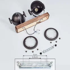 Plafonnier Herford Brun, Bois Fonce, 2 Lumieres