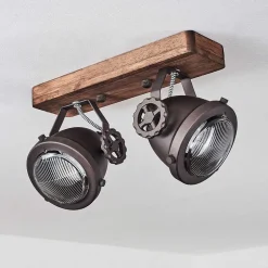 Plafonnier Herford Brun, Bois Fonce, 2 Lumieres