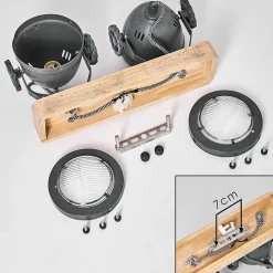 Plafonnier Herford Gris, Bois Clair, 2 Lumieres