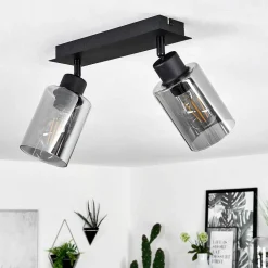 Plafonnier Hunouri Noir, 2 Lumieres