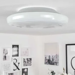 Plafonnier Idual Chloe Led Argente, Blanc, 1 Lumiere, Telecommandes, Changeur De Couleurs