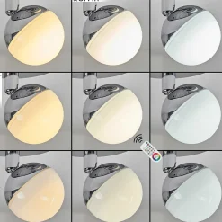 Plafonnier Idual Olivine Led Chrome, 1 Lumiere, Telecommandes, Changeur De Couleurs