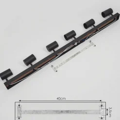 Plafonnier Javel Brun, Couleur Bois, Noir, 6 Lumieres