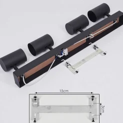 Plafonnier Javel Brun, Couleur Bois, Noir, 4 Lumieres