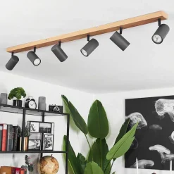 Plafonnier Javel Brun, Gris, Couleur Bois, 6 Lumieres