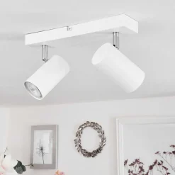 Plafonnier Javel Chrome, Blanc, 2 Lumieres