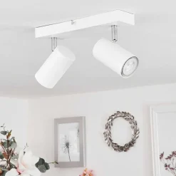 Plafonnier Javel Chrome, Blanc, 2 Lumieres