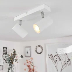 Plafonnier Javel Chrome, Blanc, 2 Lumieres