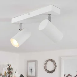 Plafonnier Javel Chrome, Blanc, 2 Lumieres