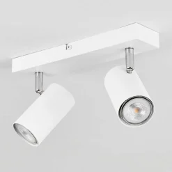 Plafonnier Javel Chrome, Blanc, 2 Lumieres