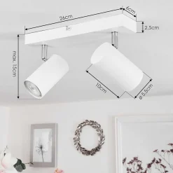 Plafonnier Javel Chrome, Blanc, 2 Lumieres