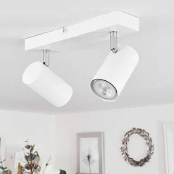 Plafonnier Javel Chrome, Blanc, 2 Lumieres