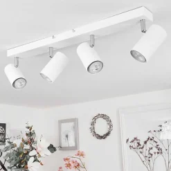 Plafonnier Javel Chrome, Blanc, 4 Lumieres