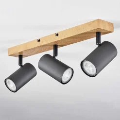 Plafonnier Javel Couleur Bois, Noir, 3 Lumieres