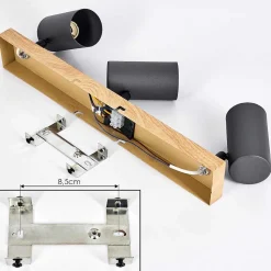 Plafonnier Javel Couleur Bois, Noir, 3 Lumieres