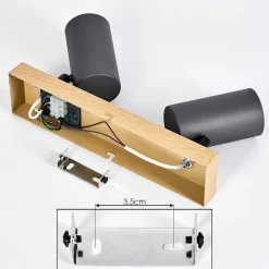 Plafonnier Javel Couleur Bois, Noir, 2 Lumieres