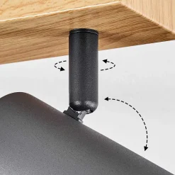 Plafonnier Javel Couleur Bois, Noir, 2 Lumieres