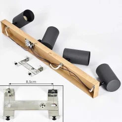 Plafonnier Javel Couleur Bois, Noir, 4 Lumieres