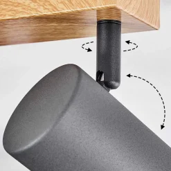 Plafonnier Javel Couleur Bois, Noir, 4 Lumieres