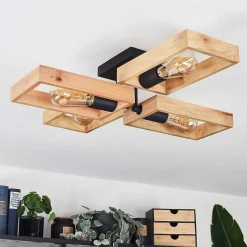 Plafonnier Kouk Ecru, Noir, 4 Lumieres