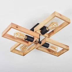 Plafonnier Kouk Ecru, Noir, 4 Lumieres