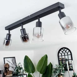 Plafonnier Leteque Noir, 4 Lumieres