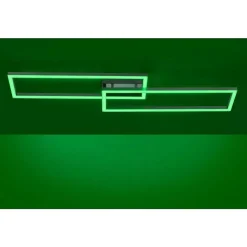 Plafonnier Leuchten Direkt Ls-Maxi Led Acier Inoxydable, 1 Lumiere, Telecommandes, Changeur De Couleurs