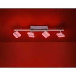 Plafonnier Leuchten-Direkt Lolasmart-Sabi Led Nickel Mat, 4 Lumieres, Telecommandes, Changeur De Couleurs