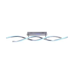 Plafonnier Leuchten-Direkt Lolasmart-Swing Led Acier Brosse, 2 Lumieres, Telecommandes, Changeur De Couleurs