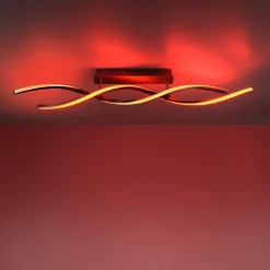 Plafonnier Leuchten-Direkt Lolasmart-Swing Led Acier Brosse, 2 Lumieres, Telecommandes, Changeur De Couleurs