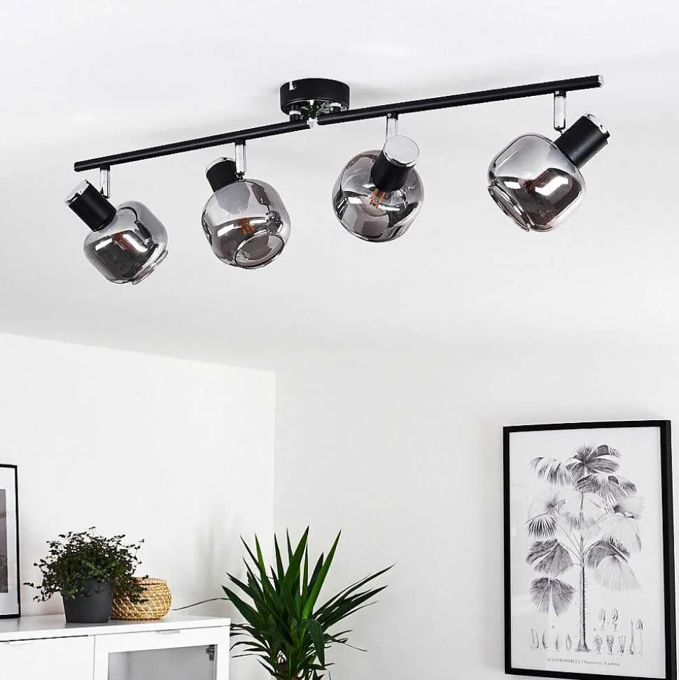 Plafonnier Lexington Chrome, Noir, 4 Lumieres