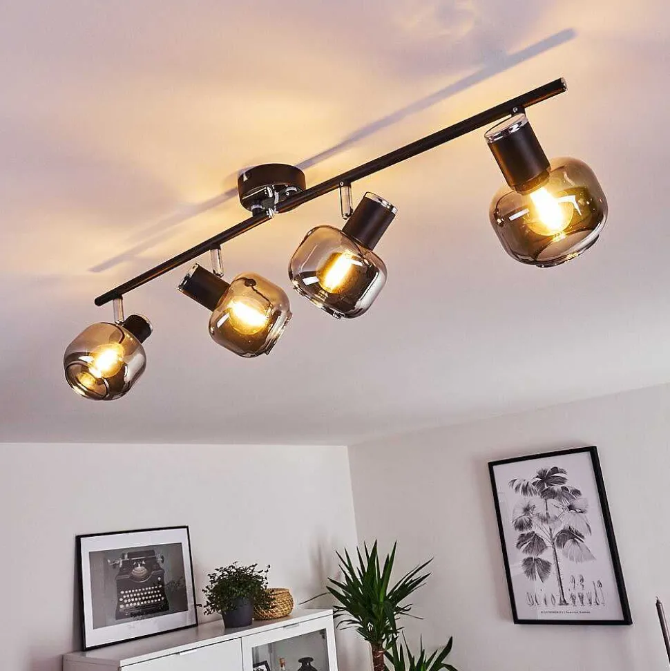 Plafonnier Lexington Chrome, Noir, 4 Lumieres