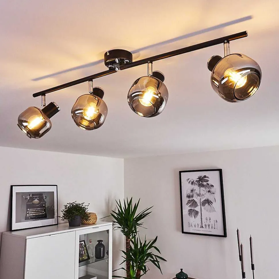 Plafonnier Lexington Chrome, Noir, 4 Lumieres