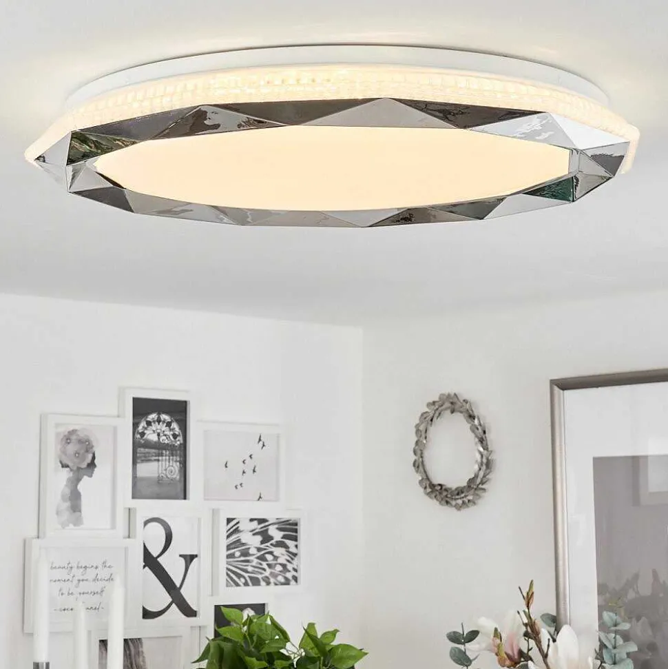 Plafonnier Lisei Led Blanc, 1 Lumiere, Telecommandes, Changeur De Couleurs