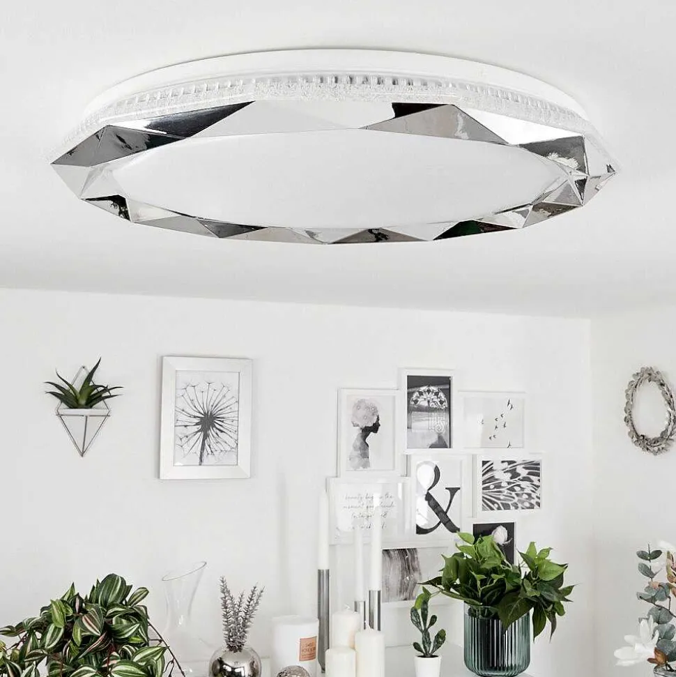 Plafonnier Lisei Led Blanc, 1 Lumiere, Telecommandes, Changeur De Couleurs