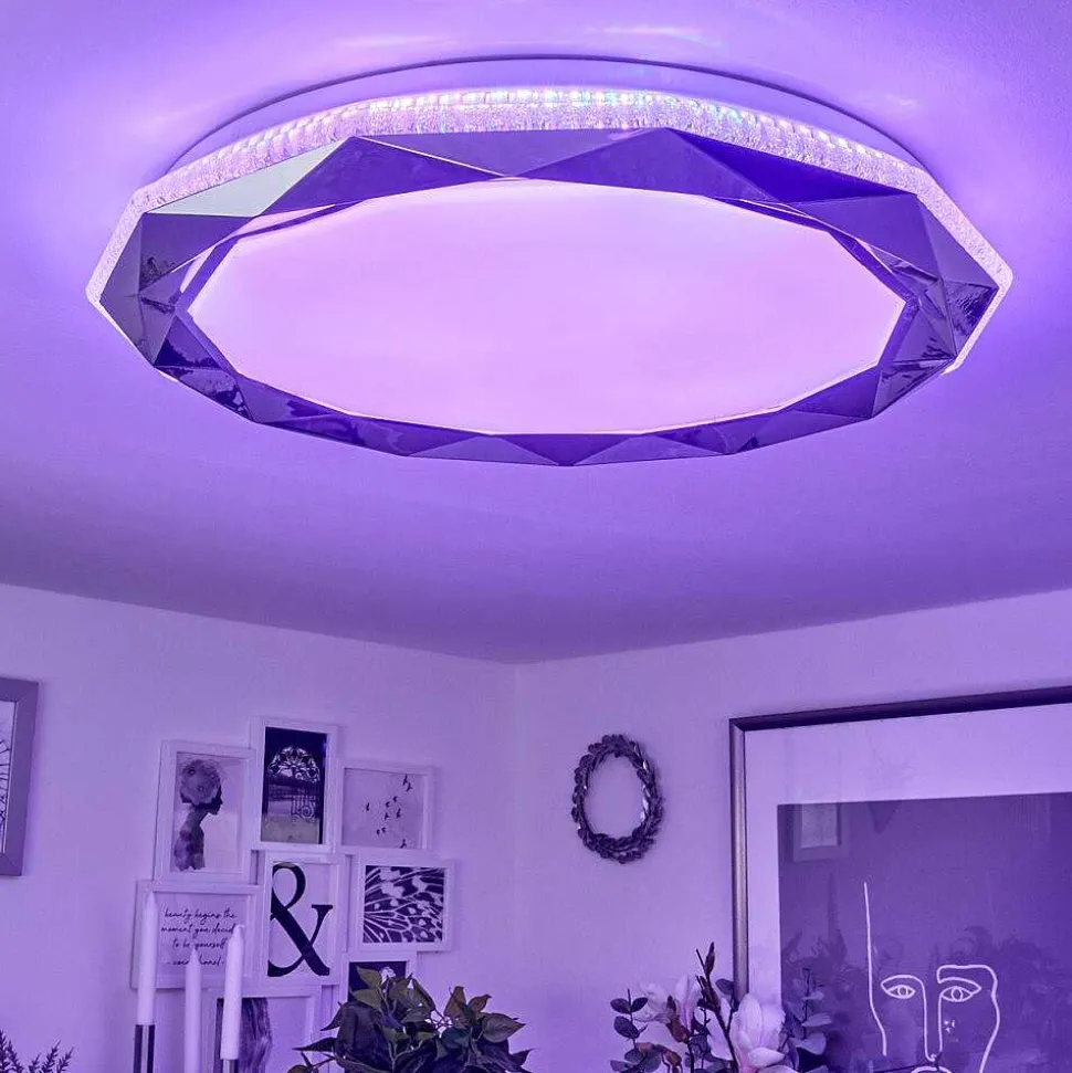 Plafonnier Lisei Led Blanc, 1 Lumiere, Telecommandes, Changeur De Couleurs