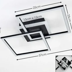 Plafonnier Lithgow Led Noir, 1 Lumiere