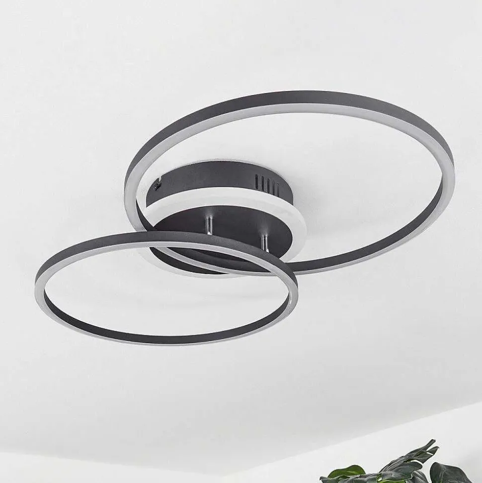 Plafonnier Lithgow Led Noir, 2 Lumieres, Telecommandes, Changeur De Couleurs